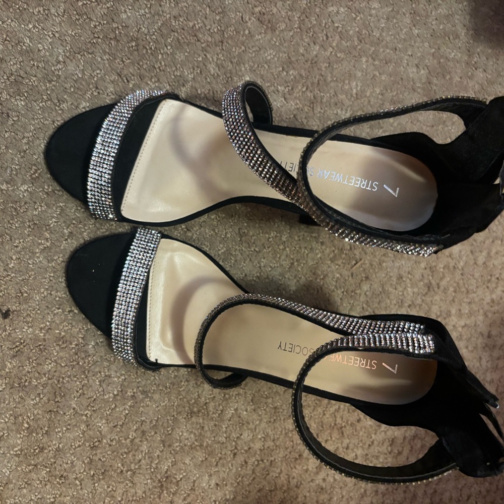Streetwear Society Black Rhinestone Heels